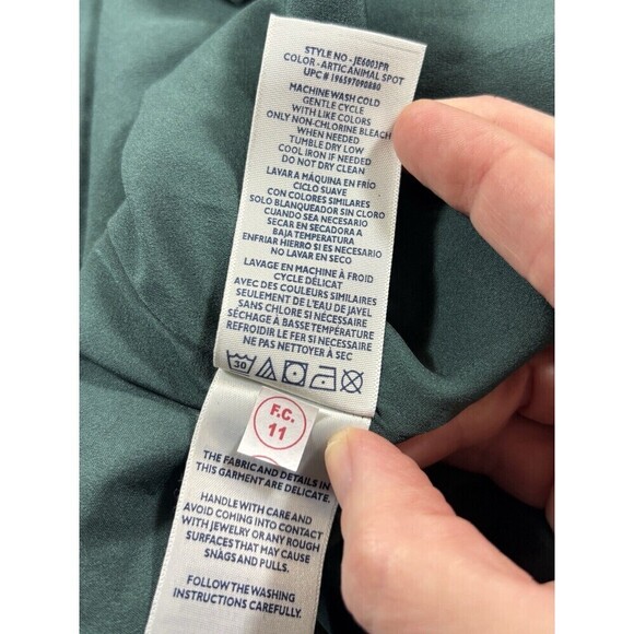 Joie Balloon Sleeve Dress Green Arctic Animal Print White Dot Medium Sheer - Picture 9 of 15